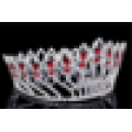 Full Crown Red Rhinestone Crystal Pageant Tiara, Abschlussball König Krone mit rotem Kristall, Hochzeit Krone